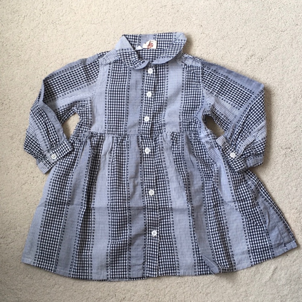 Girls Bitz Kids Black White Plaid Shirt Dress 3-4
